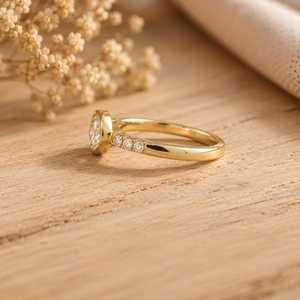 Mid Century Old Mine Cushion And Round Cut Lab Grown <b>Diamond</b> Solitaire <b>Ring</b> Color E VVS 10K 14K 18K Solid Gold Fine Jewelry <b>Ring</b> - Product Image 4