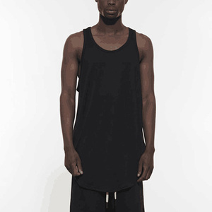 Débardeur noir pour homme grande taille, col rond, imprimé, tricoté, 100% coton, logo personnalisé, style streetwear, vêtements décontractés - Product Image 1