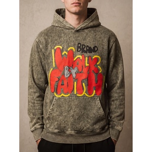 Mens <b>Vintage</b> Washed Graphic Hoodie <b>Oversized</b> Pullover Hooded <b>Sweatshirt</b> Casual Streetwear Cotton Fleece Custom Logo OEM ODM - Product Image 1