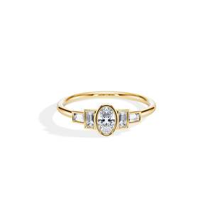Anillo de compromiso con diamante de corte ovalado, engaste de oro de 14k, estilo floral clásico para mujer - Product Image 3