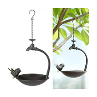 Mangeoire à oiseaux en métal robuste pour l'extérieur, double port d'alimentation, design mobile, résistante aux intempéries, conteneur de stockage de graines transparent (1,8 L)