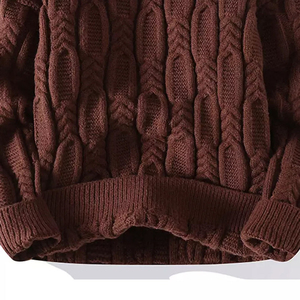<b>Men's</b> Standard <b>Knitted</b> <b>Cable</b> <b>Sweater</b> Solid Color Winter Pullover Full Sleeve Breathable 220g Acrylic Material - Product Image 5