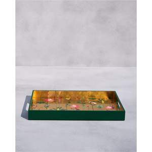 Bandeja de Servir Redonda de Metal Esmaltado Hecha a Mano con Acabado Dorado, Bandeja Decorativa Duradera y Brillante, Apta para Alimentos, para Bebidas y Aperitivos - Product Image 5