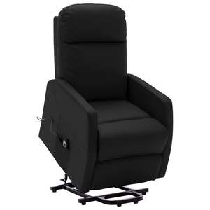Fauteuil inclinable noir en similicuir avec siège unique, structure en fer et contreplaqué - Product Image 1