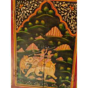 Krishna Radha & Rajasthani Art Tenture murale de fenêtre en bois - Product Image 3