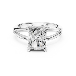 Bague solitaire en diamant de laboratoire taille radiant 2 carats, sertie à griffes, avec tige fendue, en or sur mesure, pour fiançailles et tenues de mariée modernes - Product Image 3