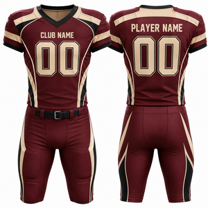 Ensemble de maillots de football américain sublimés personnalisés pour hommes, col en V, manches courtes, évacuation de l'humidité, uniforme régulier, 100% polyester, ceinture - Product Image 1