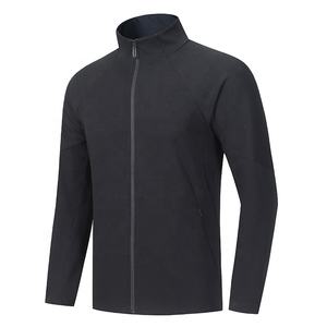 Chaqueta deportiva para hombre con cremallera completa y cuello alto, 50% poliéster, 43% algodón, 7% elastano, ajuste atlético, elástica, para correr. - Product Image 1