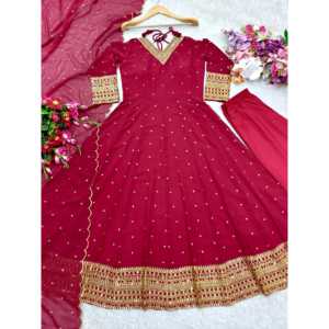 Hermoso vestido de noche bordado Pent y Dupatta Vestido de fiesta con trabajo de secuencia - Product Image 3