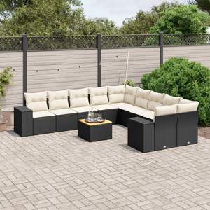 Conjunto de sofás modulares de jardín de ratán PE negro, modelo D0100XFNMB6 - Product Image 1