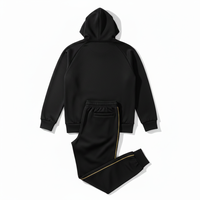 Ensemble de survêtement oversize en coton de haute qualité avec passepoil doré, comprenant un sweat à capuche et un pantalon de survêtement, personnalisable, deux pièces, entièrement zippé, style streetwear