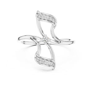 Bague en or blanc 14 carats avec diamant rond cultivé en laboratoire pour femmes |   Vêtements de fiançailles |   Nouveau diamant cultivé - Product Image 1