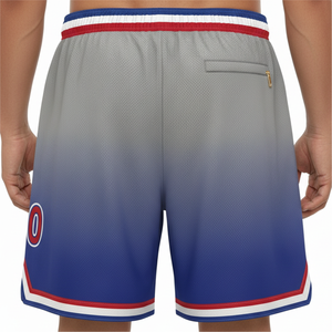 Pantalones Cortos de Baloncesto Personalizables para Hombre, Degradado Azul Gris, Malla con Cordón Ajustable en la Cintura, Estilo Deportivo con Bolsillos y Logotipo Frontal Número 00 - Product Image 5