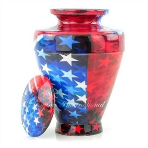 Black Cremation <b>Urn</b> with American Flag Design for Adult Ashes Memorial Funeral <b>Urn</b> Customizable Style Classic <b>Large</b> Aluminium - Product Image 3