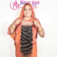 Rambut Asli India Remy Mentah Tanpa Proses 100%  Closure Rambut Manusia Bergelombang Jahitan Ganda Mesin Kemasan Polybag Ekstensi Terbaik