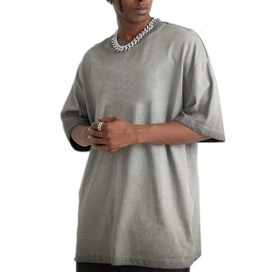 T-shirt délavé pour homme en polyester et coton, col rond, manches courtes, style streetwear décontracté et oversize, disponible en plusieurs tailles - Product Image 3