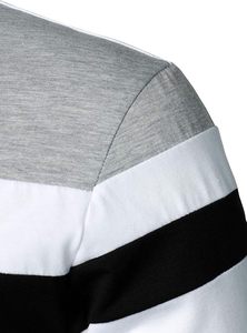 Men’s Long Sleeve Polo Shirt Casual Slim Fit Shirts Contrast Color <b>Patchwork</b> T Shirts Cotton <b>Tops</b> - Product Image 3