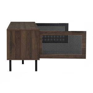 Minimalist Walnut TV Stand with Black Epoxy Metal Legs and <b>Open</b> <b>Storage</b> 1.8 Meter Media Cabinet Multi-Function <b>Unit</b> - Product Image 4