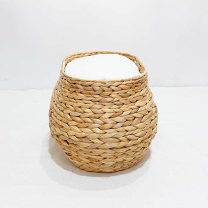 New Design Water Hyacinth <b>Iron</b> Frame Oval Cat House Bed with Soft Cushion Top Lounge - Product Image 6