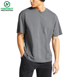 เสื้อยืดสีเทาเข้มทรงโอเวอร์ไซส์ แขนเสื้อแบบดรอปโชว์เดอร์ สไตล์ลำลอง ผ้าหนา สำหรับผู้ชาย ผลิตในสหรัฐอเมริกาและยุโรป สวมใส่สบาย - Product Image 1
