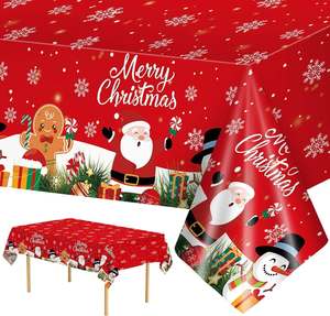 Mantel de plástico con diseño de árbol de Navidad verde, decoración para fiestas navideñas de invierno - Product Image 5