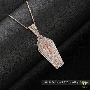 Custom Hip Hop Coffin Cross Pendant With Moissanite Diamonds Luxury Rose Gold Pendant Necklace For Fashion Lovers - Product Image 5