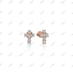 Pendientes de Plata 925 con Incrustaciones de Diamantes Moissanite en Oro Rosa para Compromiso, Boda y Regalo - Ligeros - Product Image 3