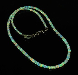 Collar de cuentas redondas lisas de ópalo Welo etíope natural, collar de piedras preciosas de ópalo genuino, joyería minimalista, regalo para mujeres - Product Image 3
