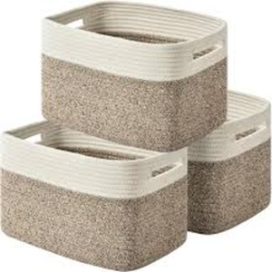 Clothing Organizer Foldable Collapsible Stackable 100% Cotton Woven Eco-Friendly Durable Lightweight Portable Modern <b>Basket</b> - Product Image 1
