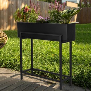 For Wood Tabletop Raised <b>Planter</b> Box with Black Metal Legs | Industrial Loft Wholesale - Product Image 1