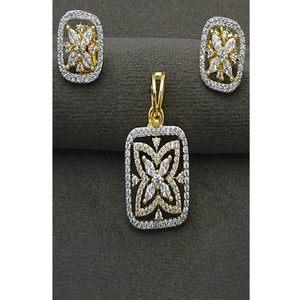 Exclusive Premium Quality Gold White Finish Designer Pendant <b>Necklace</b> <b>Set</b> with <b>Earrings</b> for Wedding Party Women Wear Collection - Product Image 2