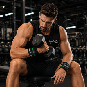สายรัดข้อมือนีโอพรีน GAPE SPORTS สำหรับงานหนัก สีดำ เขียว เหลือง ปรับได้ด้วยแถบตีนตุ๊กแก สำหรับยกน้ำหนักและฝึกความแข็งแรง - Product Image 3