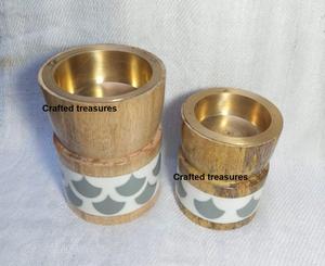 Ensemble brûleur à bakhoor en matériaux écologiques avec design rayé en bois et résine, insert en laiton, décoration d'intérieur, brûleur d'encens au meilleur prix - Product Image 2