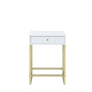 Tavolino d'Appoggio Coleen in Bianco e Finitura Ottone per Arredamento Soggiorno - Product Image 2