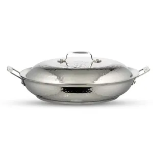 Casserole de buffet en acier inoxydable martelé, chauffe-plats élégant pour la restauration, pot de service pour table à manger et banquets - Product Image 1