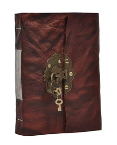 Handmade Genuine Leather Journal Notebook Spiral Bound with Saddle Stitching <b>Padlocked</b> Diary Book Secure Lockable Journal - Product Image 4