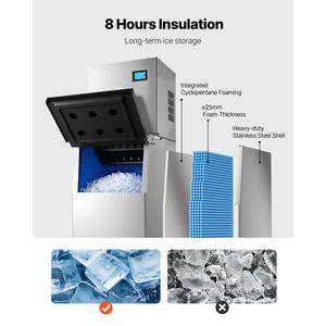 Commercial Kitchen Refrigeration Equipment 360LBS/24H <b>Ice</b> <b>Making</b> <b>Machine</b> 250LBS Large Storage Bin Auto Self Cleaning Commercial - Product Image 4