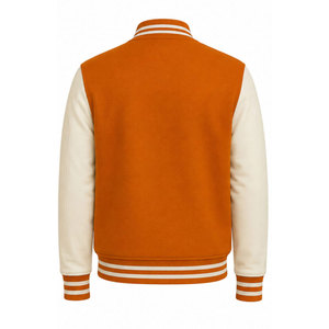 New Arrival Lettermen Jacket <b>Covered</b> <b>Button</b> Style Wool Fabric University Varsity Jacket Applique Regular Fit Turn-down Collar - Product Image 3