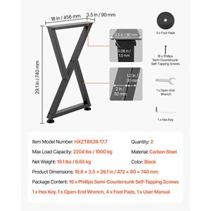 Gambe per Mobili in Acciaio 74 cm (H) x 47 cm (L), Design Modulare, Facile Montaggio, Carico Massimo 1000 kg, Robuste a Z per Stile Rustico/Country - Product Image 5