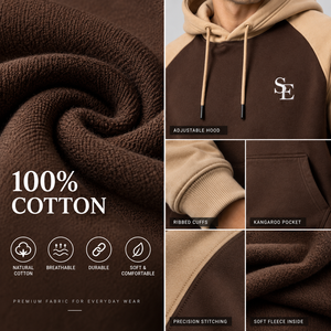 Sweat-shirt à capuche personnalisé 100 % coton bicolore, coupe oversize, streetwear premium, fabricant de pulls - Product Image 4