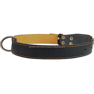 Collar de cuero resistente para perros, accesorio hecho de cuero de doble capa real, diseño completamente cosido, para mascotas, con hebilla chapada en níquel, anillo D - Product Image 3