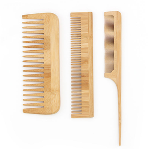 Ensemble professionnel de 3 peignes à queue de rat naturels, peignes à dents larges, peignes à cheveux en bois de bambou écologiques, très vendus - Product Image 4