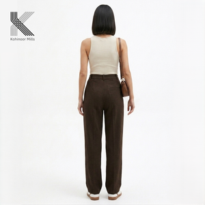 <b>Women</b> Brown Stretch Pants Cotton Nylon Spandex Canvas 290GSM <b>Lightweight</b> <b>Trousers</b> OEM ODM Wholesale Supplier Apparel Manufacture - Product Image 3