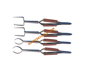 SUNTOOLS/STIPL Pince à épiler en acier inoxydable avec manche en bois, lot de 4, pour la fabrication et le sertissage de bijoux - Product Image 2