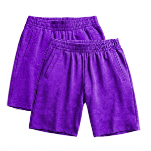 Shorts Bermuda décontractés pour hommes, couleur unie, taille élastique, en coton respirant avec poches, noir et gris - Product Image 5
