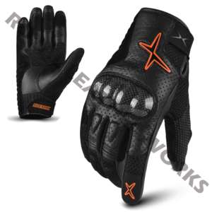 Gants de moto RIDEMAXX en cuir véritable, respirants, doublés de polaire, compatibles écran tactile, longueur poignet, pour le cyclisme et la conduite, printemps-été - Product Image 4