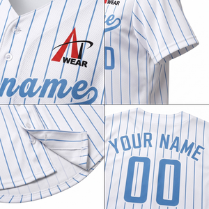 Camiseta de Béisbol Personalizada con Rayas Finas, Manga Corta, Botones, Uniforme Deportivo - Product Image 4