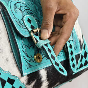 Vintage Bohemian Real Handmade Cowhide <b>Fur</b> Floral Carving Leather Waterproof ZIP Closure Shoulder Bags Stylish Women's Western - Product Image 6