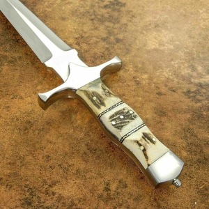 Stag Handle Spear Point Hunting <b>Knife</b> D2 Steel Blade 0.5mm Thick Industrial Grade DIY OEM Outdoor Hunting - Product Image 2