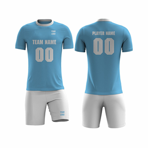 Conjunto de Camiseta de Fútbol Personalizada, Blanca y Azul, con Estampado Sublimado, Absorbente de Humedad, Unisex, Ajuste Atlético para Adultos, Manga Corta, Uniforme de Equipo - Product Image 4